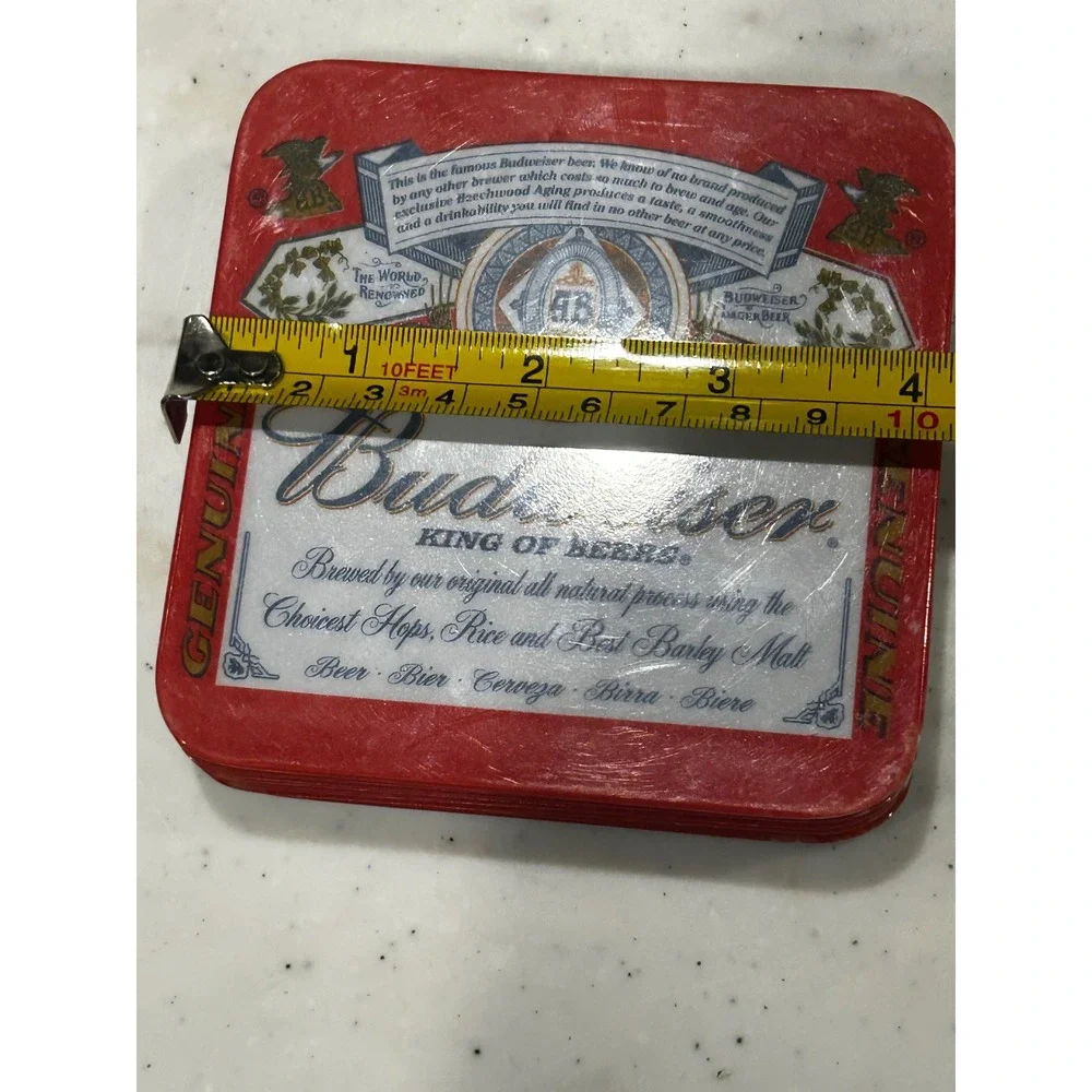 Vintage Budweiser Melamine Coasters Set of 5 King of Beers Red White Blue 3.75
